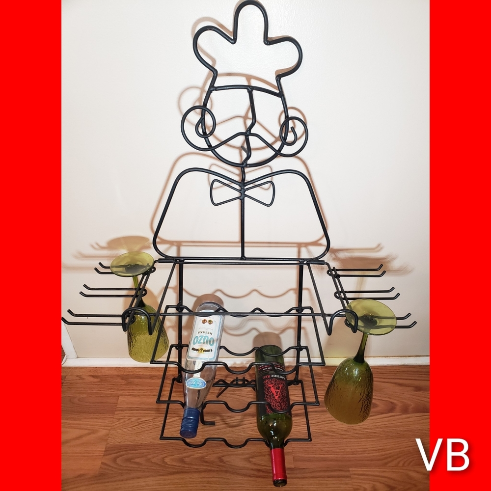 Wrought Iron Chef Wine Rack (See Measurements).